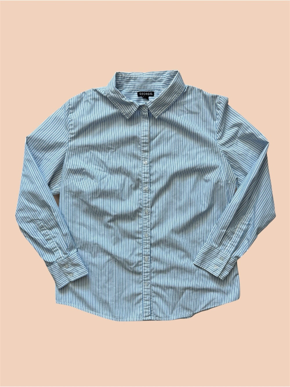 George Light Blue and White Striped Button-Down Kids Shirt